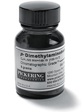 A bottle of p-Dimethylaminobenzaldehyde (DMAB)